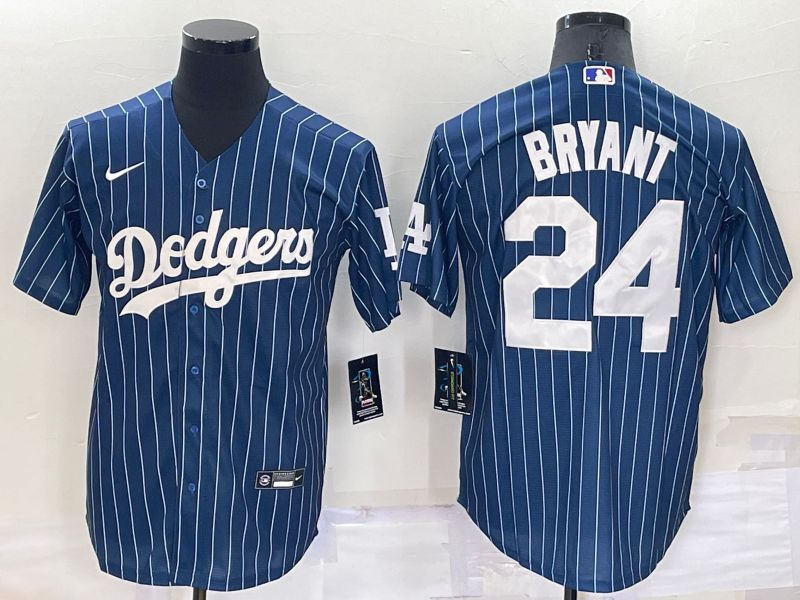 Men Los Angeles Dodgers #24 Bryant Blue stripe Throwback Nike 2022 MLB Jersey